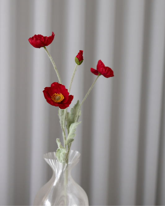 Artificial Dark Red Poppy, Mørkerød